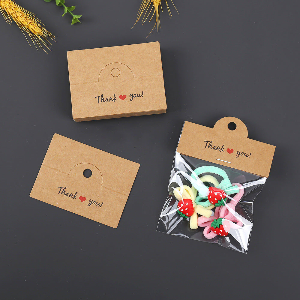 Kraft Paper Folded Header Card for Jewelry Necklace Hairpin Display Packaging, Flat Pocket Hanging Card