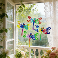 American Style Iron Dragonfly Wall Decor UV Printed Outdoor Garden Fence Hanging Ornament