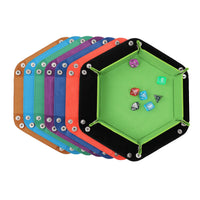 Hexagonal Velvet Dice Tray and Storage Box, Foldable PU Leather Organizer for Tabletops