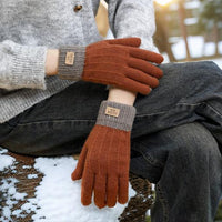 Winter Wool Touchscreen Gloves for Couples, Warm Fleece Lined, Thick Knitted Cashmere