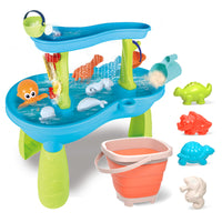 Kids' Outdoor Sand and Water Play Table Set with Beach Toys