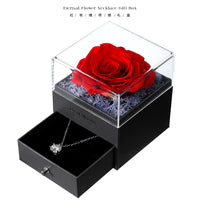 Preserved Flower Jewelry Box for Necklace, Moissanite Gift Box, Valentine's Day Birthday Gift