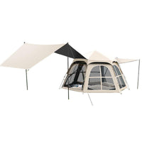 Camping Tent with Blackout UV Protection Tarp, Hexagonal Outdoor Sunshade Shelter for Family Camping
