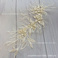 3D Floral Beaded Mesh Embroidery Lace Fabric for Wedding Dresses and Apparel
