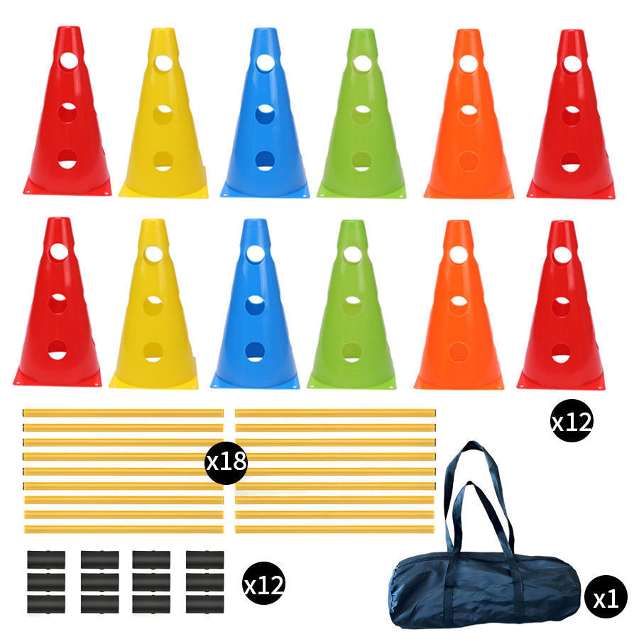 Soccer Training Equipment Set with Marker Cones, Poles, and Obstacles - Durable Plastic for Pet Training