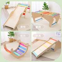 Kids Wooden Climbing Frame with Slide or Arch Climber for Indoor Sensory Play