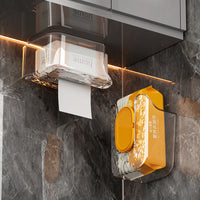 Wall-Mounted Tissue Dispenser for Bathroom Kitchen, Punch-Free Wet Wipe and Facial Tissue Holder