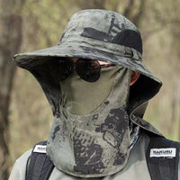 Men's Camouflage Sun Protection Fishing Hat with Detachable Neck Flap for Outdoor Hiking
