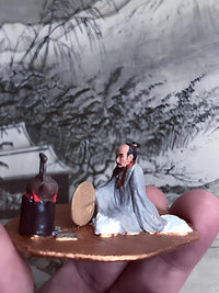 Chinese Style Micro Landscape Ornaments with Ancient Figures and Mountain Bonsai