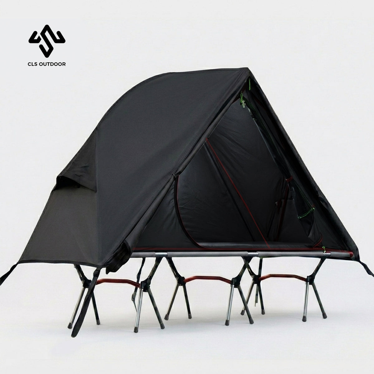 Outdoor Single Person Elevated Camping Tent with Mosquito Net, Portable Aluminum Alloy Folding Bed, Windproof & UV-Resistant for Fishing