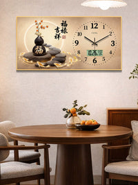 Modern Perpetual Calendar Wall Clock with Decorative Painting for Living Room Dining Room, Silent Quartz Movement