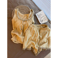 Korean Style Cloud Cotton Pajama Set with Padded Camisole for Women