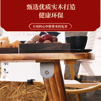 Solid Wood Foldable BBQ Table for Home Use, Multi-functional Outdoor Charcoal Grill and Warming Basin for Winter Tea Gatherings