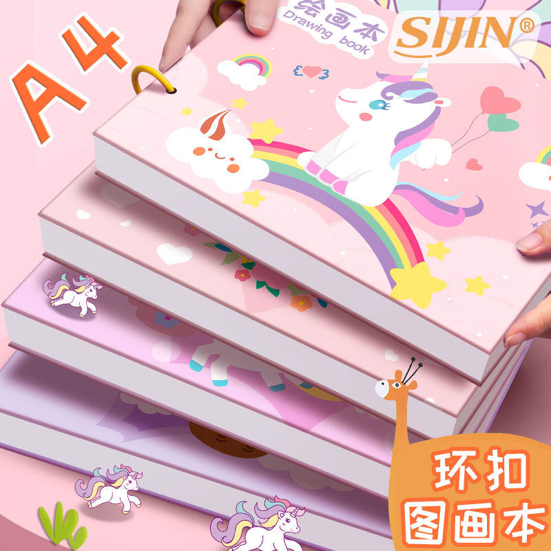 A4 Sketchbook for Kids, 100 Sheets Thickened Drawing Pad, Cartoon Kindergarten Training Blank Book