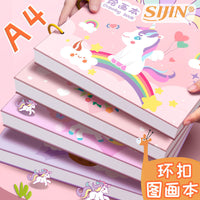 A4 Sketchbook for Kids, 100 Sheets Thickened Drawing Pad, Cartoon Kindergarten Training Blank Book