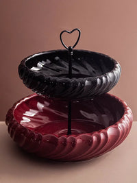 Double-Layer Rotating Candy and Snack Box with Divided Compartments, Heart-Shaped Design for Home Living Room