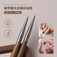 Nail Art Sandalwood Handle Detail Brush for Petal Painting and Outline Drawing