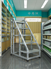 Industrial Step Ladder, 3 or 4 Step Warehouse Handling Ladder, Household Iron Staircase, Widened