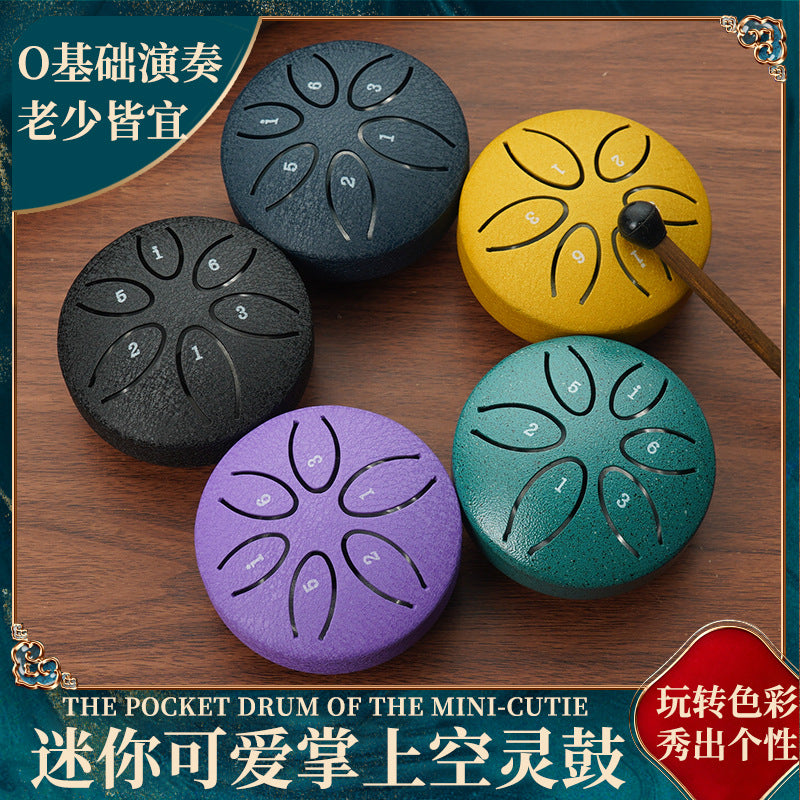 Mini Metal Tongue Drum 3-inch 6-Note Steel Drum Percussion Instrument for Kids and Portable Music