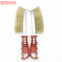 Copper Plated Steel Wire Brush Set for Rust Removal and Crevice Cleaning with Plastic/Wooden Handle