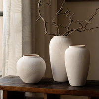 Qingsheng New Chinese Ceramic Vase for Living Room Entryway Decor, Wabi-Sabi Style Handmade Desktop Flower Arranger
