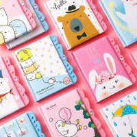 INS Style Cartoon Password Lock Diary Notebook for Students and Girls, Creative Stationery Gift