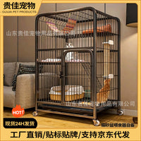 Large Indoor Cat Cage with Litter Box Space, Multi-Tier Cat Condo Villa