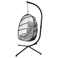 Detachable Rattan Wicker Swing Chair for Indoor Outdoor Patio Balcony Bedroom