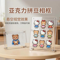 Acrylic Photo Frame Display Box for Pixel Art and Puzzles, Transparent Double-Sided Stand