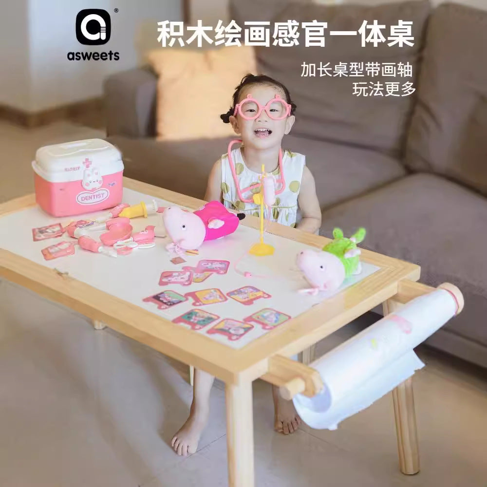 Kids' Multifunctional Activity Table with Foldable Basin, Drawing Board, and Storage for Sand, Water, and Building Blocks