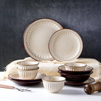European Retro Embossed Ceramic Dinnerware Set