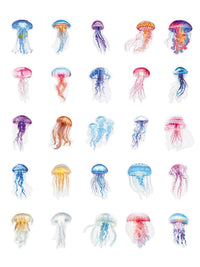 100 Pcs Cute Colorful Jellyfish Transparent Stickers for Scrapbooking, Laptops, Water Bottles, Helmets, and More