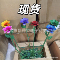 Petal Bird Feeder with Green Leaves, Outdoor Garden Stake Decoration