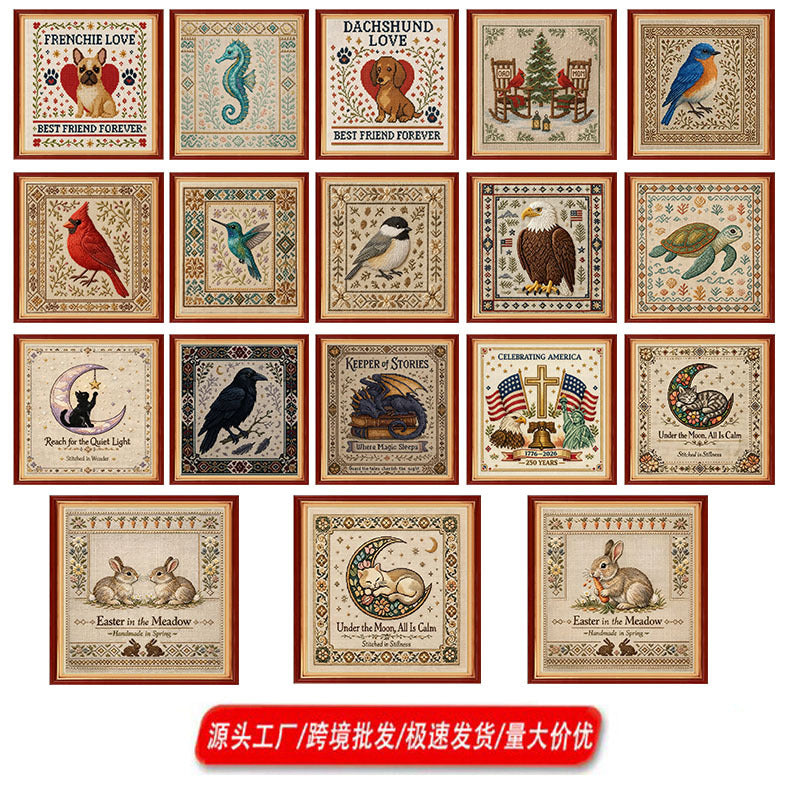 Cardinal Cross Stitch Kit, Bird Embroidery Kit for Beginners and Adults