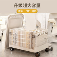 Foldable Storage Box with Wheels and Handle for Books and Supplies