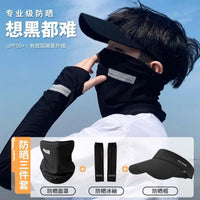 UV Protection Sun Visor Hat, Arm Sleeves, and Face Mask Set for Outdoor Sports
