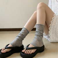 Women's Thin Korean Style Scrunch Leg Warmers Ankle Socks