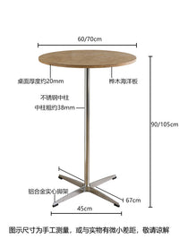 Nordic Birch Plywood Bar Table with Aluminum Alloy Legs for Home, Dessert, Milk Tea Shop, or Bar