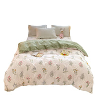 100% Cotton Duvet Cover, 40-Thread Count, Floral Print, Soft Breathable Bedding for Dorms and Guest Houses