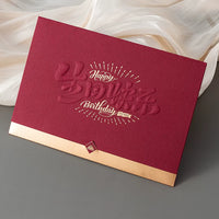 Employee Birthday Greeting Card, Foldable Celebration Card with Embossed Gold Stamping, 3D Text Blessing Card