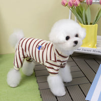 Pet Dog Cat Cotton Pajamas with Embroidered Bear for Small to Medium Breeds