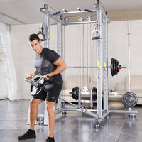 Multi-functional Home Squat Rack with Barbell Set for Weightlifting and Bench Press