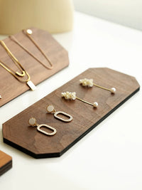 Vintage Walnut Jewelry Display Stand for Necklaces, Bracelets, and Earrings - Large Capacity Organizer