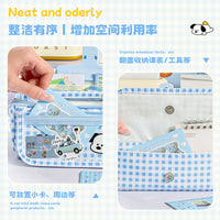 Plaid Puppy Prism Pencil Case Large Capacity Stationery Bag Cute Cartoon Student Portable