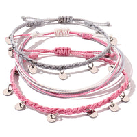 Beach Friendship Woven Bracelet with Alloy Disc and Waxed Cord, Adjustable for Women
