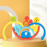 Kids Rainbow Animal Stacking Blocks Wooden Educational Toy