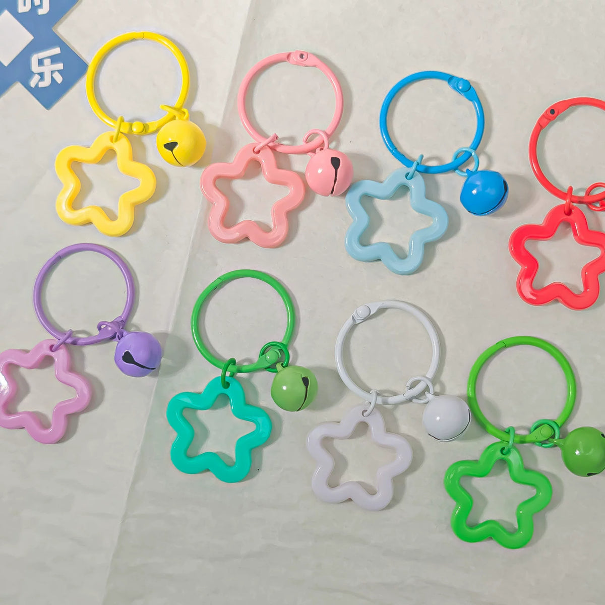 Acrylic Star Keychain with Bell Charm for Bags and Accessories