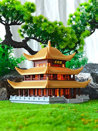 Miniature Ancient Chinese Architecture Aquarium Ornament - Yueyang Tower Mountain Rock Decor