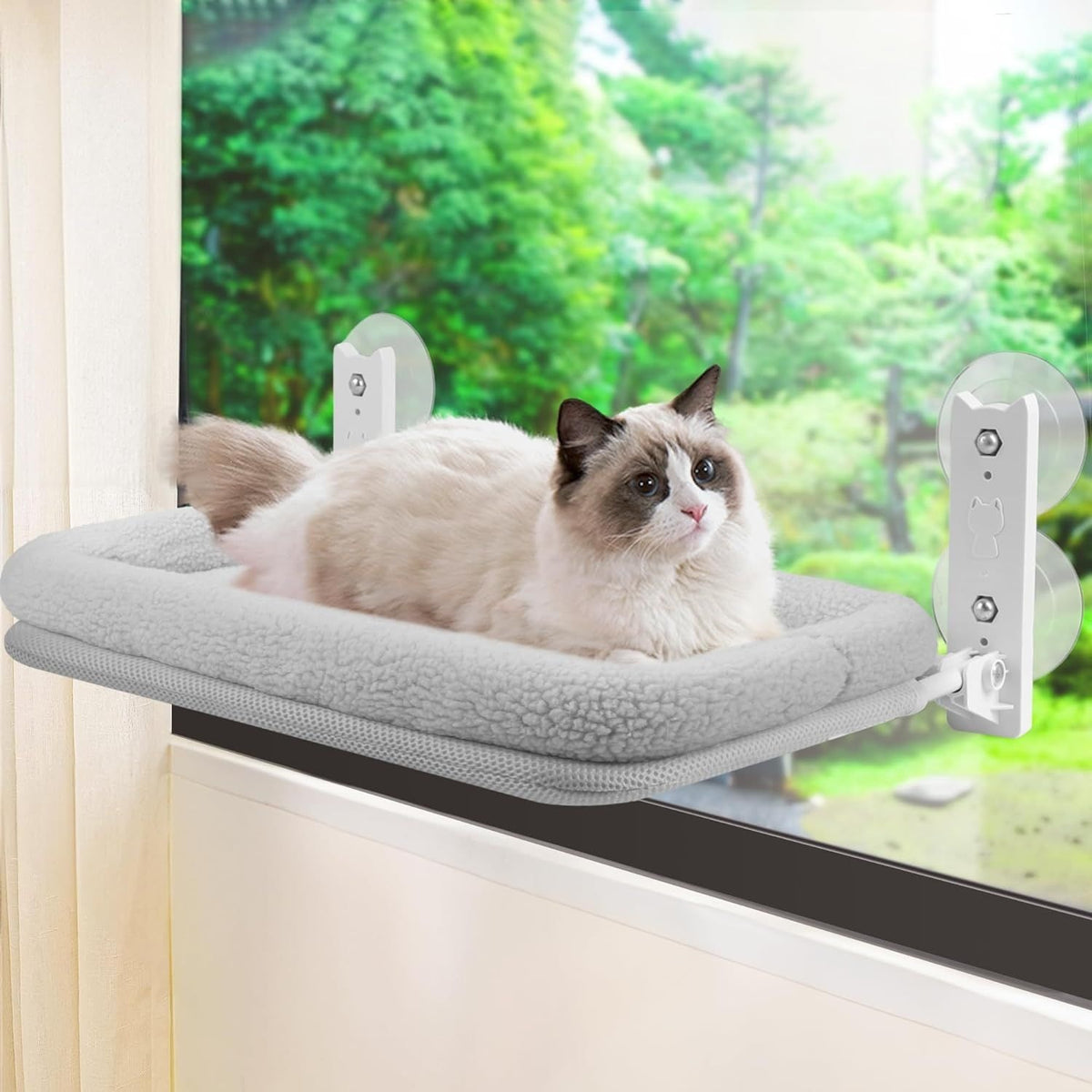 Cat Window Hammock Bed with Suction Cups for Sunbathing, Wall-Mounted Perch for Cats