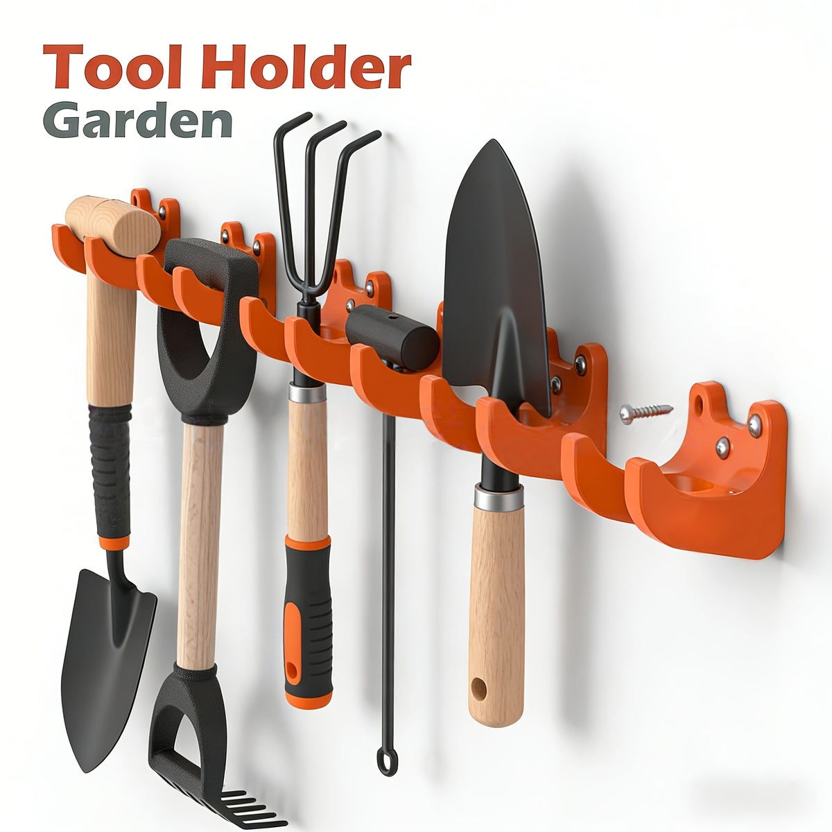 Wall-Mounted Garden Tool Organizer Rack for Garage and Shed Storage